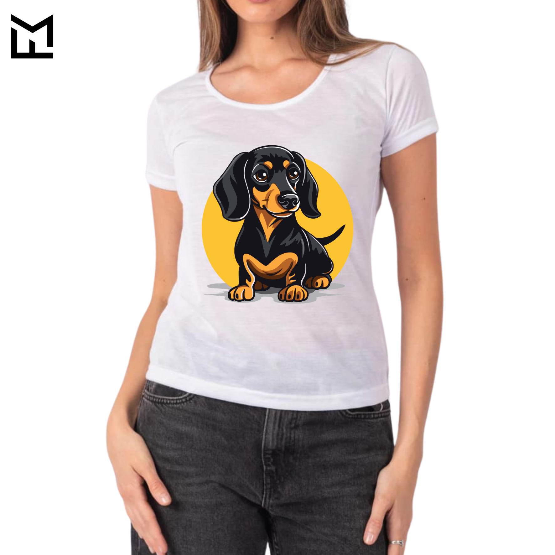 Remera de poliester "Salchicha Negro"